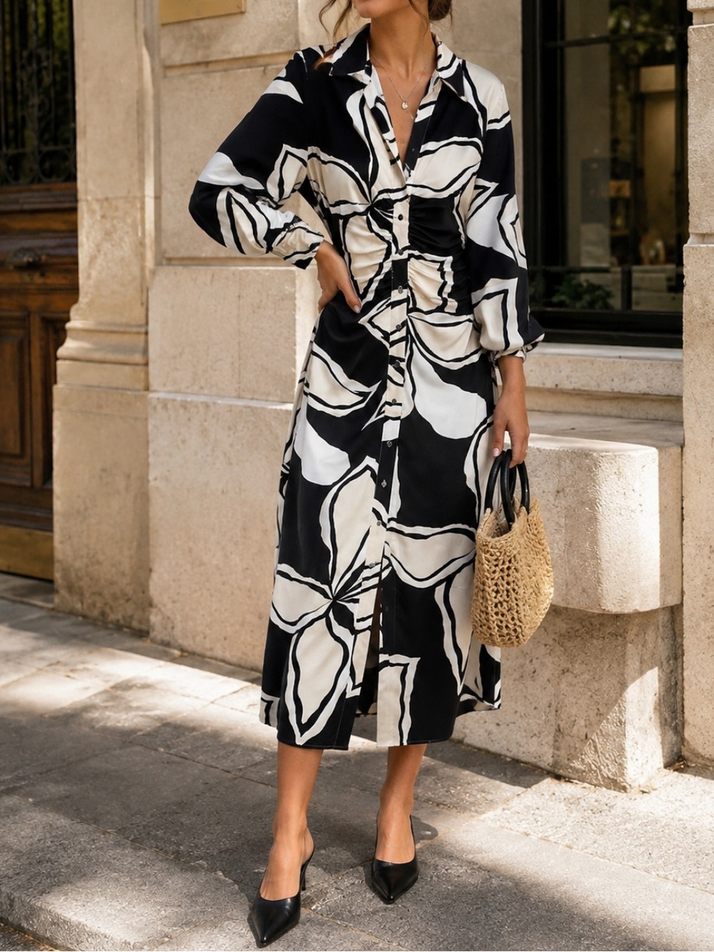 ZARA Floral Button Down Maxi Shirt Dress BLOGGER FAVORITE XS
